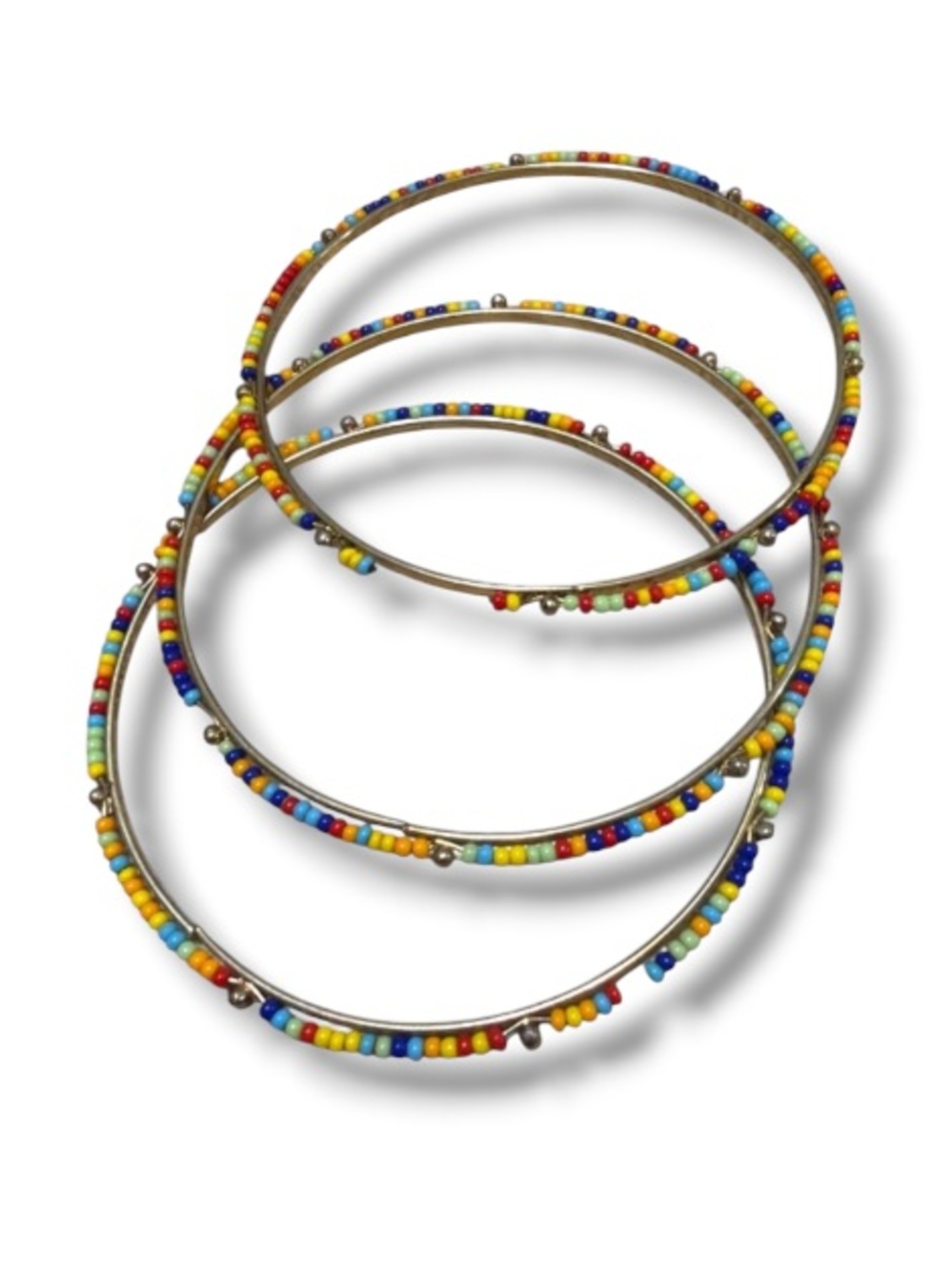 Colorful Beaded Bangles Bracelets Trio Set